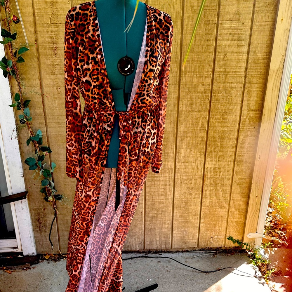 Sheer animal print cover up